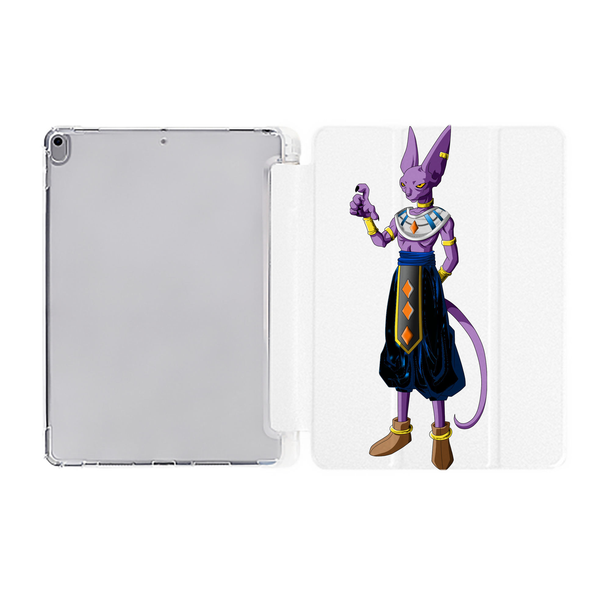 （画像用） ドラゴンボール ビルス 破壊神ビルス DRAGON BALL Beerus Birusu IPad ケース ペン収納付き 三つ折りスタンド PUレザー×シリコン 対応機種9.5/10.5/10.9インチ